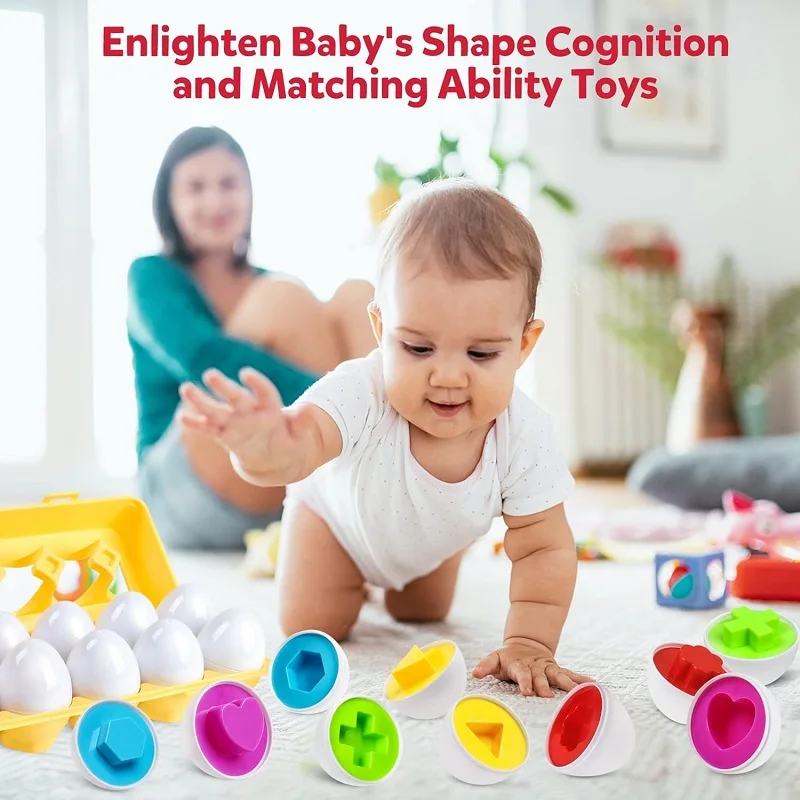 Montessori Smart Eggs Toy Baby Matching Puzzle Games Shape Sorter Educational Learning Toys For Children 2 3Y Kids Easter Gift