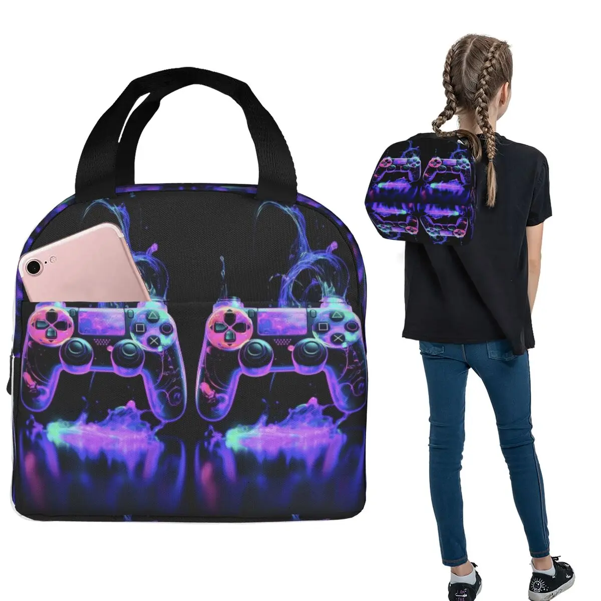 Gamer Life Gaming Insulated Lunch Bag for Women Children Leakproof Food Boxes Thermal Lunch Box Tote