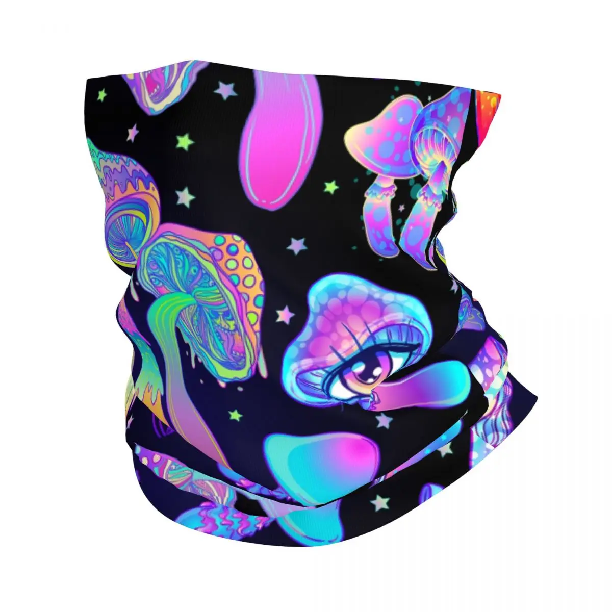 Magic Mushroom Trippy Psychedelic Neon Pastel Goth Bandana Neck Warmer Men Women Winter Hiking Ski Scarf Gaiter Face Cover