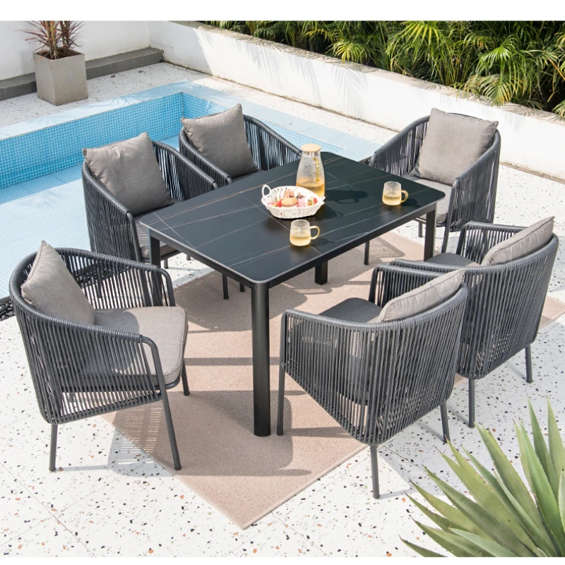 

Outdoor Stone Plate Outdoor Waterproof Garden Courtyard Nordic Terrace Leisure Villa Combination modern patio furniture