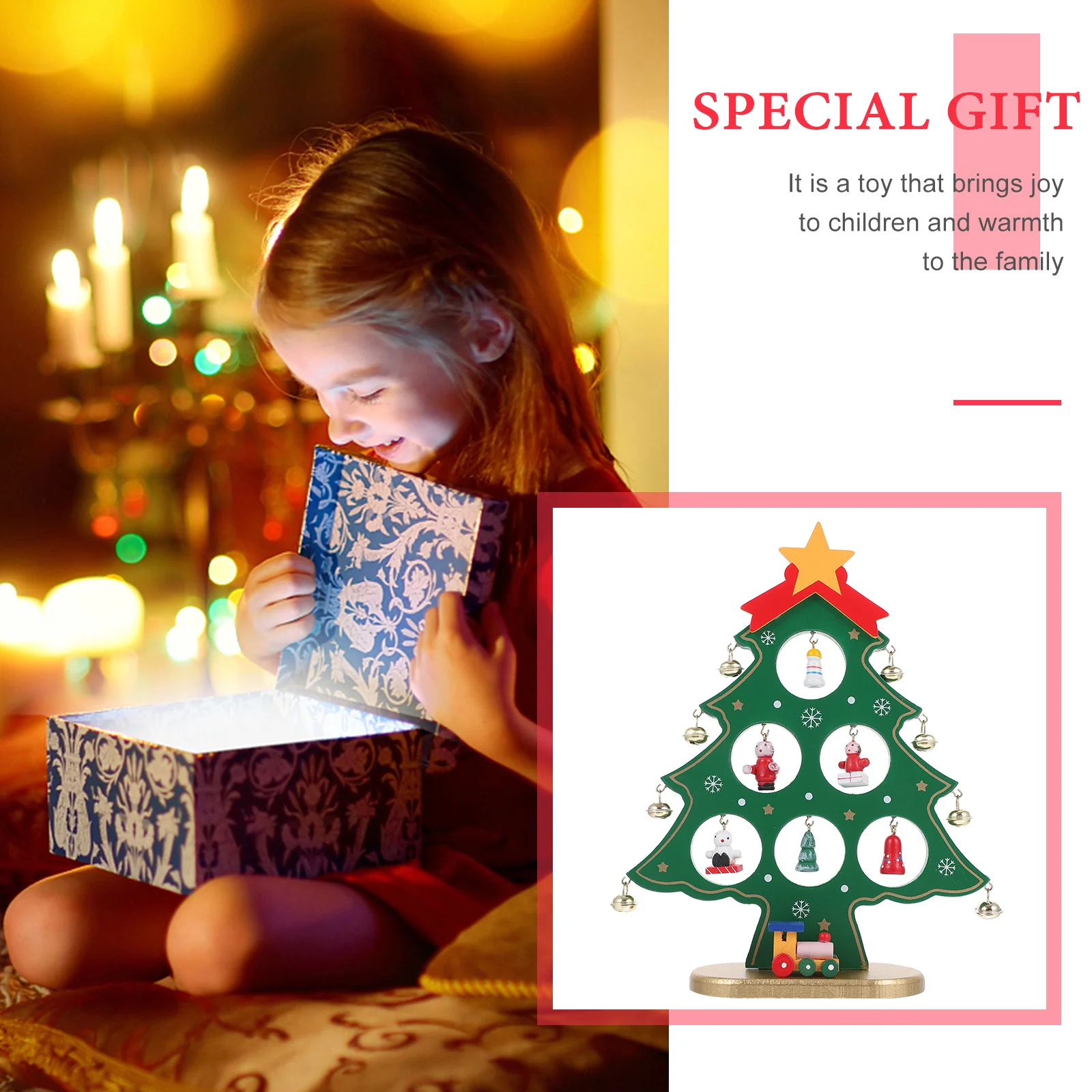 

1Pcs Wooden Christmas Tree Decor Premium Xmas Tabletop Scene Decoration Creative Festive Party Ornament Home Desktop Mini Xmas