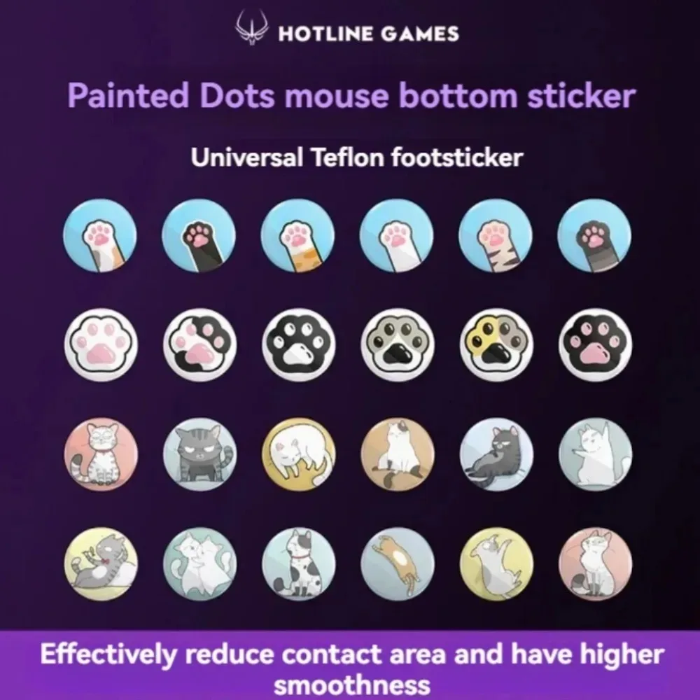 DIY Small Circular Mouse Foot Sticker for GPW Competitive Speed Skating PTFE Colorful Anti-slip Sticker 48pcs Mouse Accessories