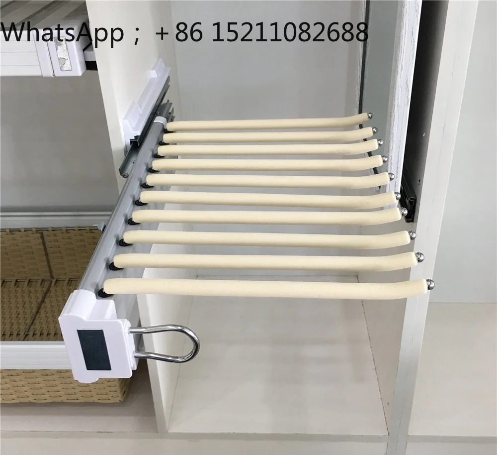 LLY cloakroom wardrobe hardware thickened side-mounted telescopic push-pull trousers rack, regardless of left and right