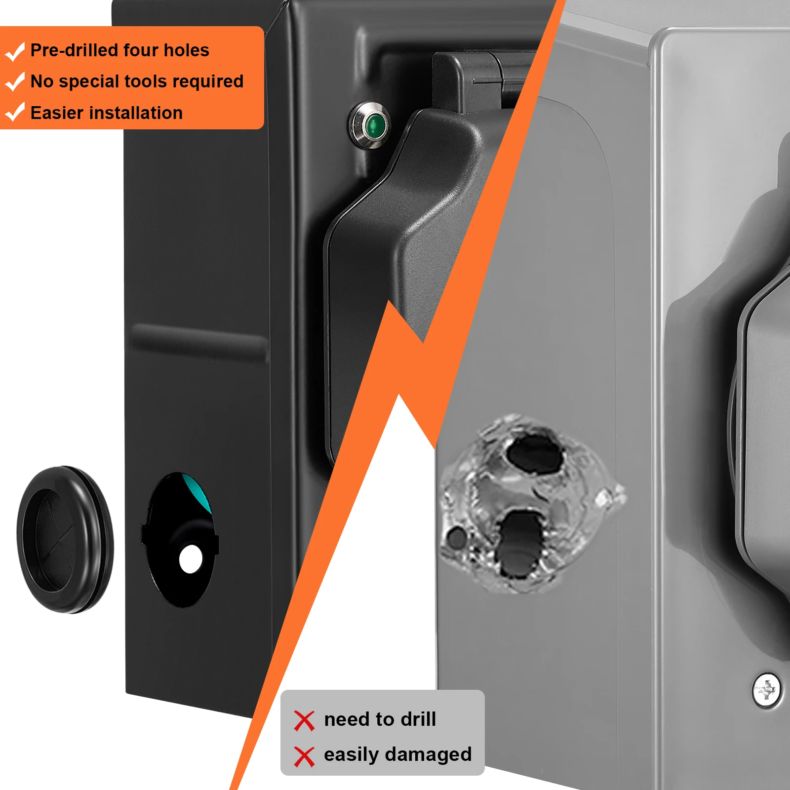 Cabo gerador de 25 pés 50amp com caixa de entrada de energia pré-perfurada, cabo de alimentação para gerador resistente, fonte de alimentação para casa/rv