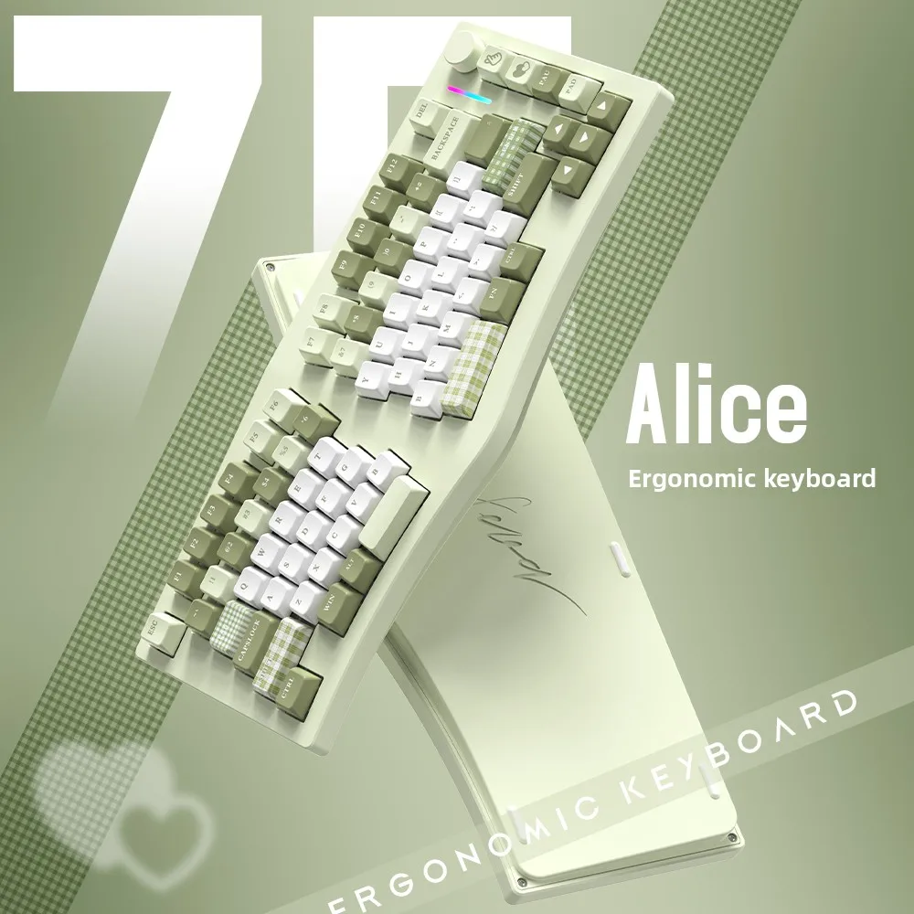FEKER Alice75 Wireless Mechanical Keyboard Aluminum Alloy Bluetooth Tri Mode Ergonomic 3 ° Slope Custom Gaming Office Keyboard