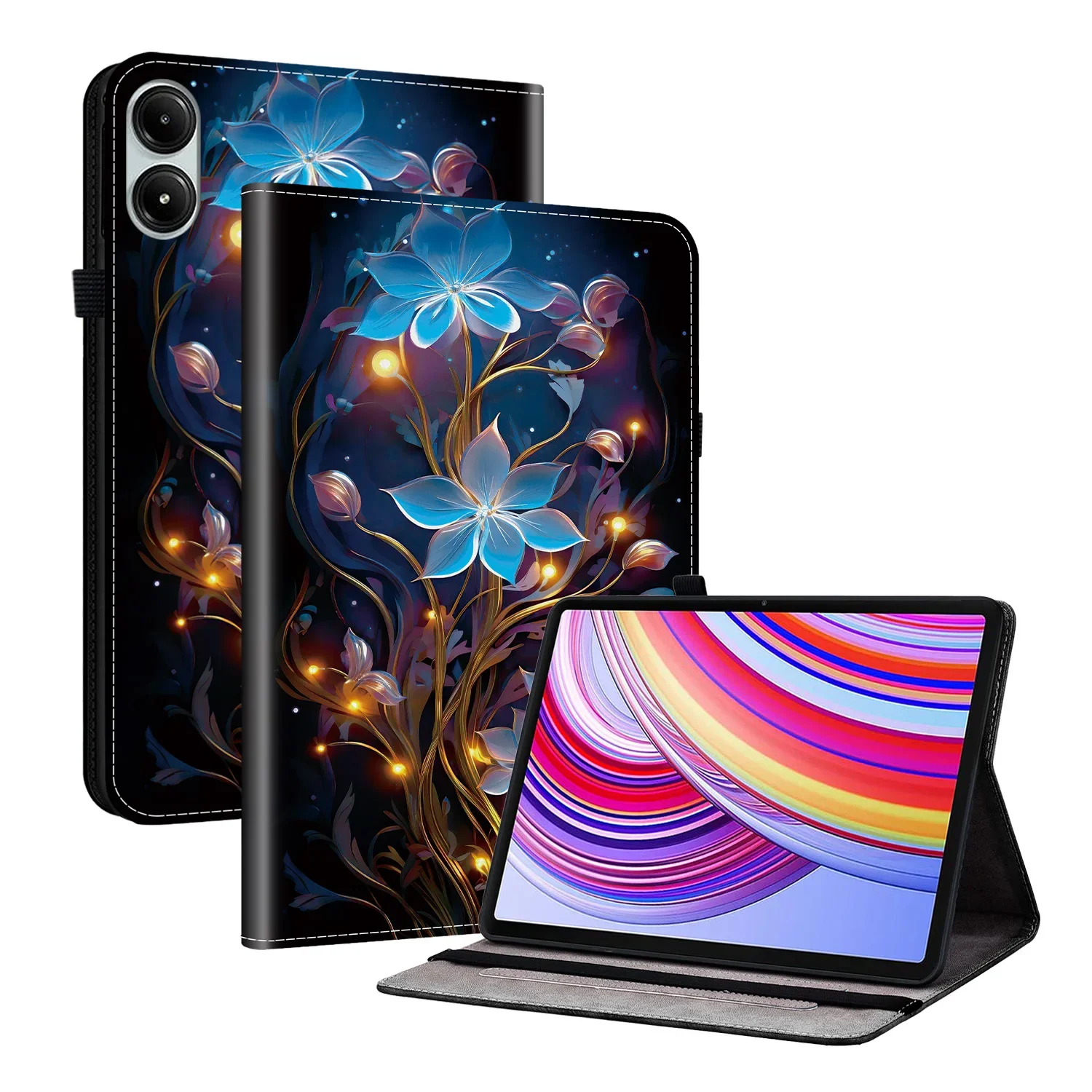 

Универсальный регулируемый чехол-подставка для Xiaomi Poco Pad 2024, задняя крышка из ТПУ для Redmi Pad Pro 12,1 дюйма с отделениями для карт, роскошная окрашенная