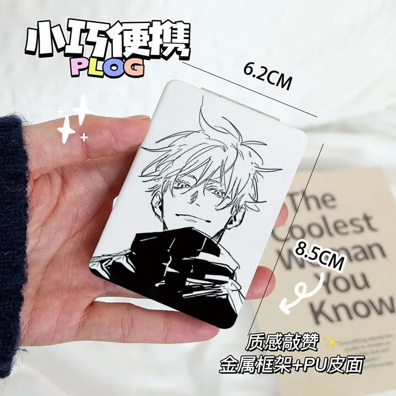 Jujutsu Kaisen Gojo Satoru Folding Compact Mirror Double Sided Pattern Portable Pocket Makeup Mirror Anime Travel Accessory Gift