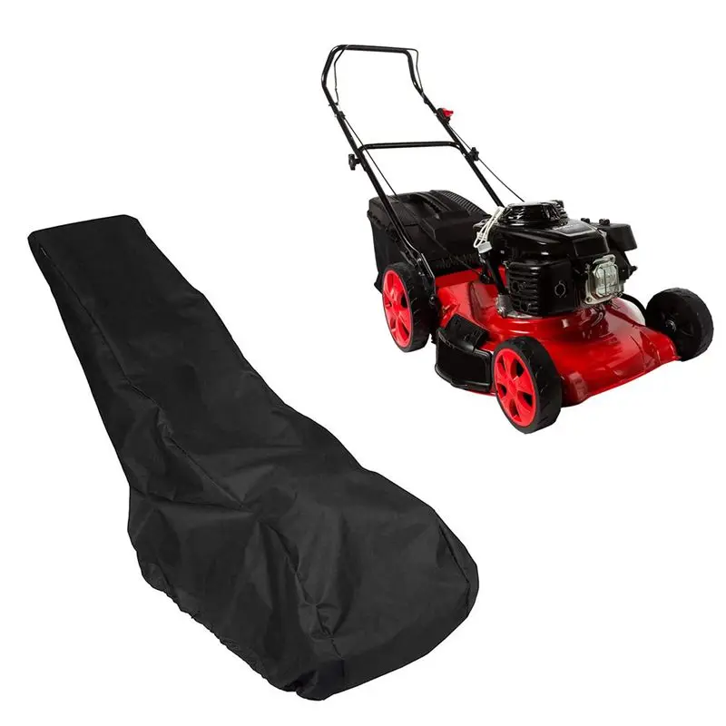 2 Pcs 193X63.5X112cm Black Universal Waterproof Lawn Mower Rain Cover Garden Overall Size Drawstring Weather Protection-AT30