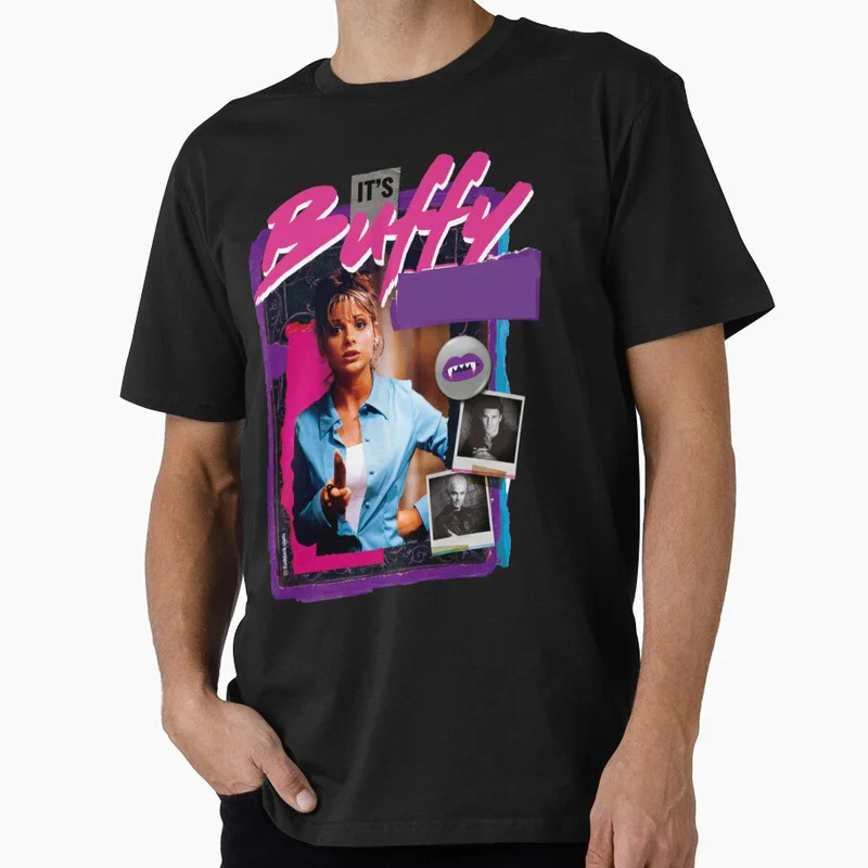Buffy Inspired Graphic T-Shirt, 0811 Vintage Vampire Slayer Print Tee, Retro Horror Series Short Sleeve Casual Shirt US Size Top
