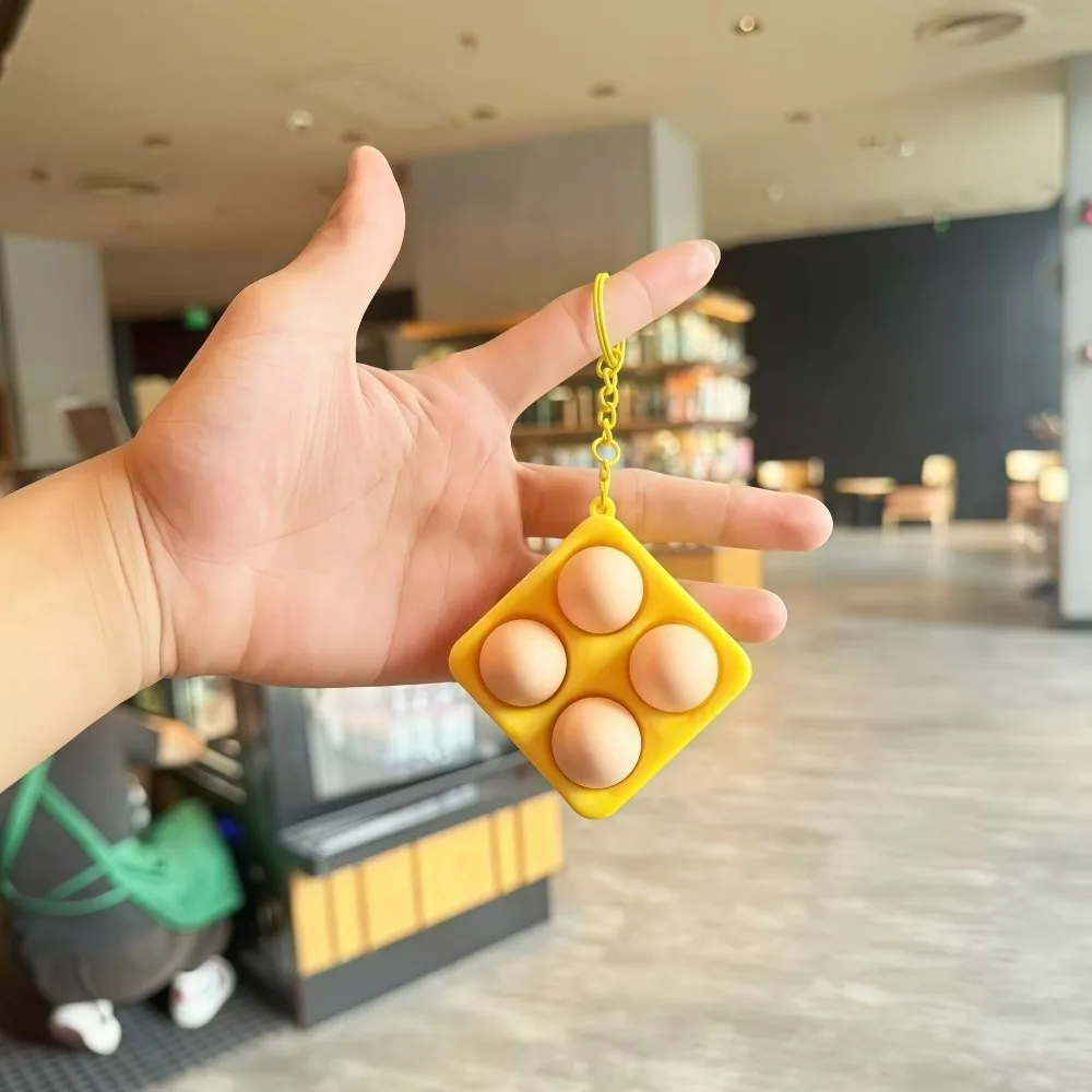 Reduce Pressure Keychain Food Clicker Keychain Egg Pizza Finger Button Keychain Clicker Cartoon Calming Keychain Reduce Pressure