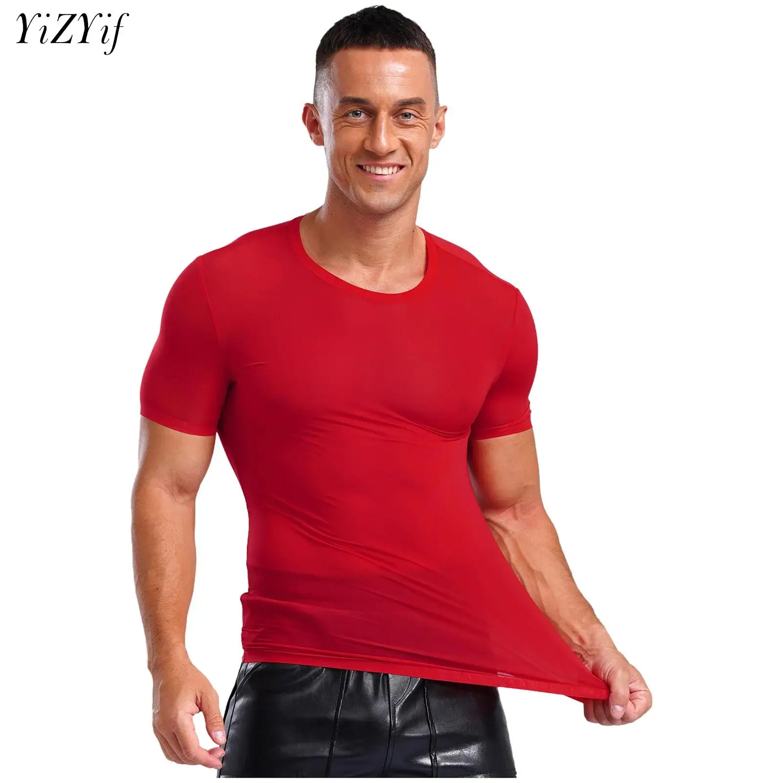 

Ice Silk T Shirt for Men Summer Breathable Short Sleeve Tops Men's Quick Dry T-shirt Trainer Fitness Gym Sports Workout Slim Top