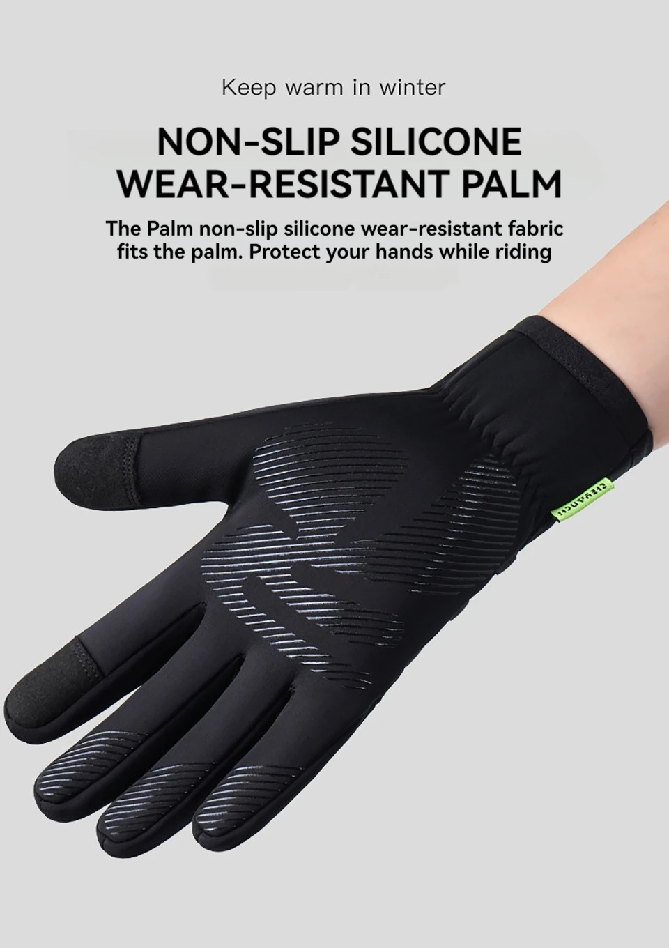 GTUBIKE Winter-warme Handschuhe für Männer und Frauen, verlängerte, verdickte, wind- und wasserdichte Sport-Touchscreen-Ski-Fahrradhandschuhe – Detail 9
