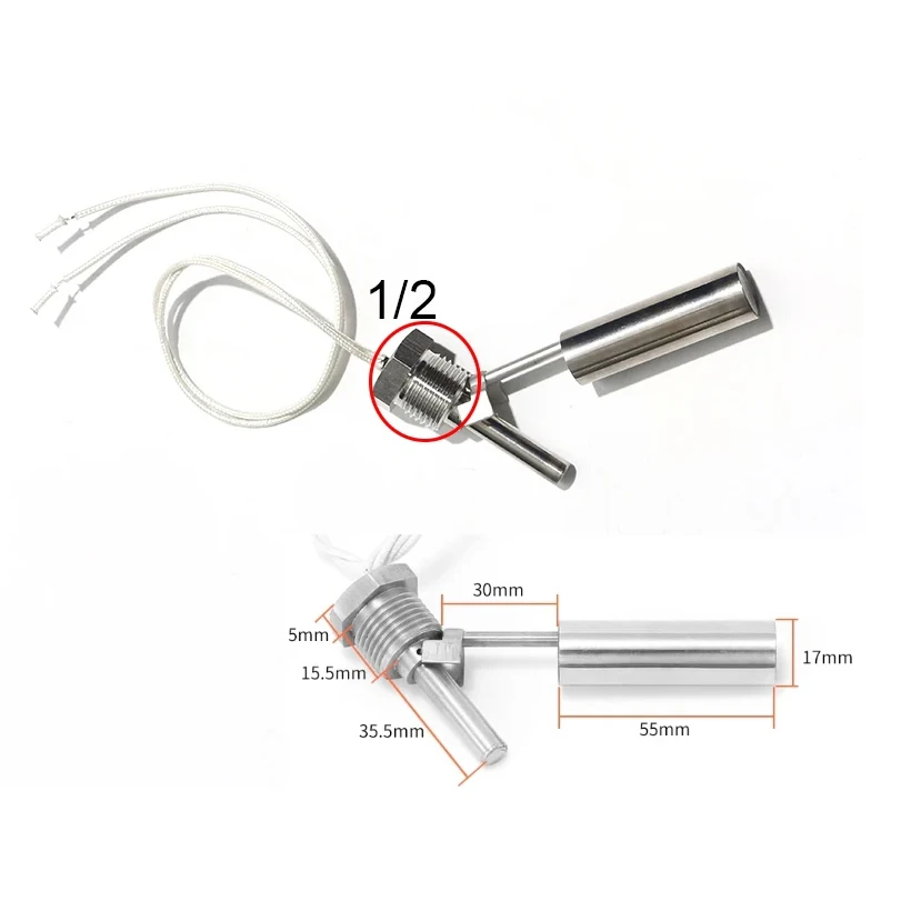 1pc montado lateral 304/316 interruptor flutuante bico de pato interruptor de nível líquido sensor de aço inoxidável resistência a altas temperaturas