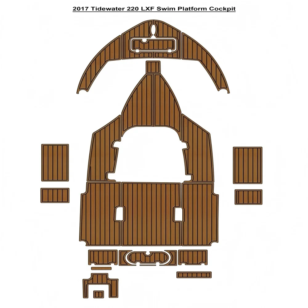 

2017 Tidewater 220 LXF Swim Platform Cockpit Pad Boat EVA Foam Faux Teak Deck Floor Mat SeaDek MarineMat Style Self Adhesive