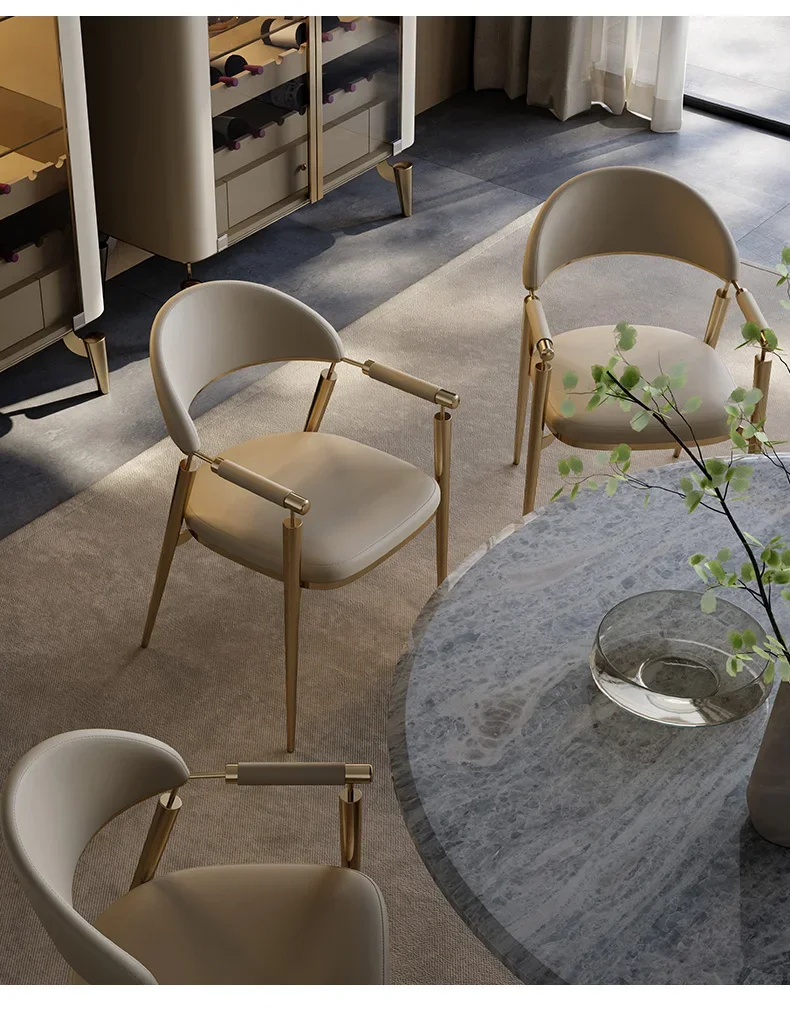 

Italian luxury high-end household dining chair high-end dining chair tea table chair designer armrest host chair reception negot