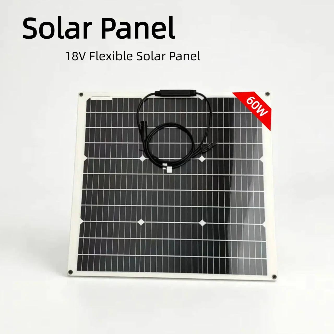 60W 18V Flexibles Solarpanel für Haustiere mit Monokristalliner Solarzelle Hocheffiziente Tragbare PV-Modelle für Batterien, Wohnmobile, Boote, Camping