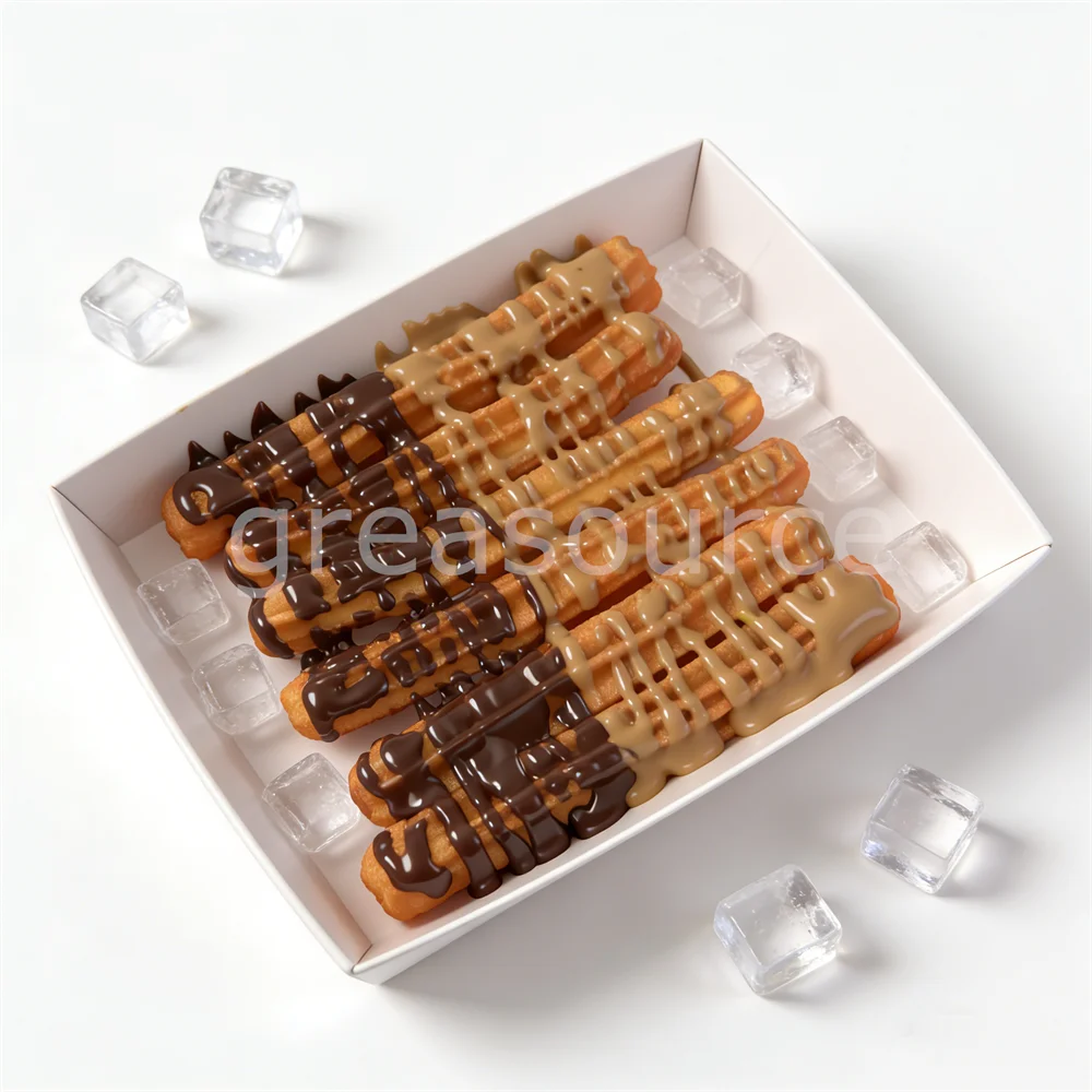 Modelo de Churro Falso Español, Decoración de Postre, Chocolate con Caramelo y Salsas, para Escaparates de Cafeterías, Decoración para Fiestas de Brunch, Regalo