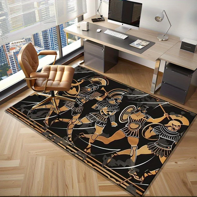 Ancient Warriors Rug for Historical Enthusiasts - Detailed Battle Scene Captures Epic Moments, Great for Themed Rooms