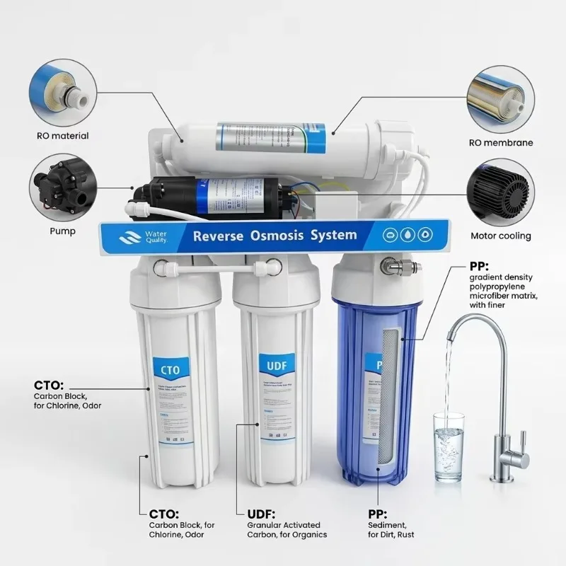 Lightweight 5-Stage Water Purification System for Home, Kitchen, and Commercial Use