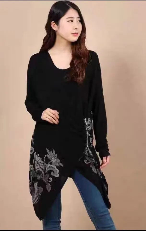 Foreign trade original single Spanish new vintage to do old printed sequin knitted splicing cardigan