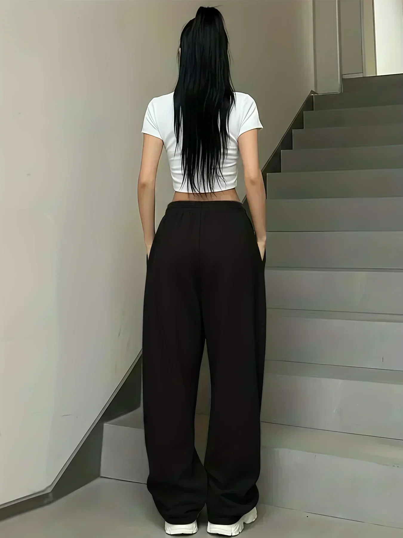 Love Yourself Text Pattern Element Printed Casual Sports Pants American Casual Trendy Women's Straight Leg Pants
