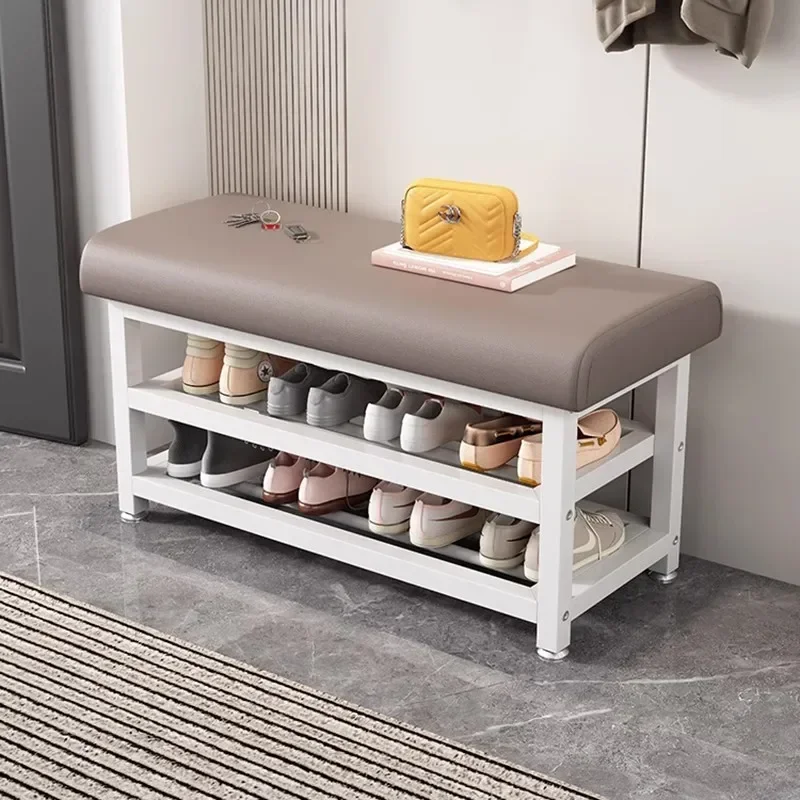 Shoe changing stool, seated shoe cabinet, home entrance door, long bench, clothing store