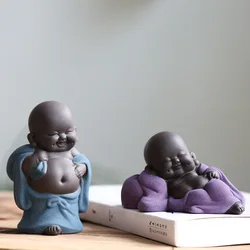 Ceramic Maitreya Buddha Statue Tea Sculpture Hand Carved Figurine Craft Display Ornament Home Tea Ceremony Decoration