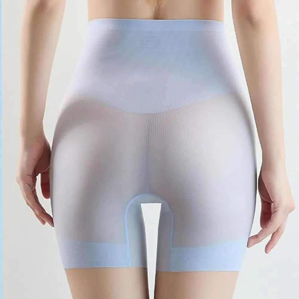 Summer Ultra Thin Ice Silk Shapewear High Waist Belly Slimming Panties Tummy Control Underwear Women Safety Pants Under Skirt