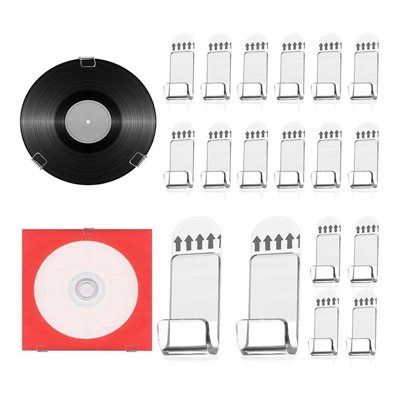 Hängeregal für Schallplatten aus Acryl, Wandmontage, 18 Stück, selbstklebendes Schallplatten-Wandregal aus klarem Vinyl, Aufbewahrungsregal
