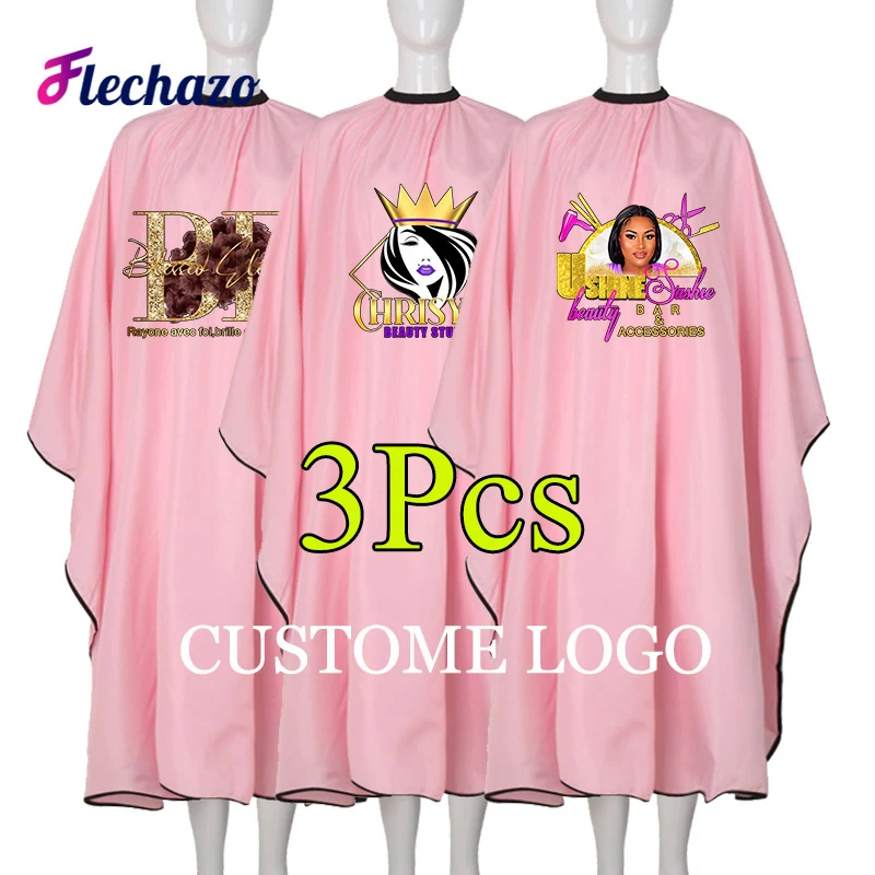 ヘアカットケープエプロン防水ガウンカバー美容師理容師用 - 3 個ロゴカスタマイズサロンエプロンケープ Friseur Umhang