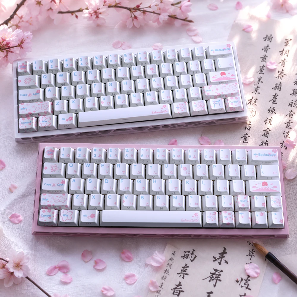 Cool Jazz PBT +PC Material Side Printed Cherry Profile Keycaps Suitable for MX Switches MechanicalMechanical Keyboards