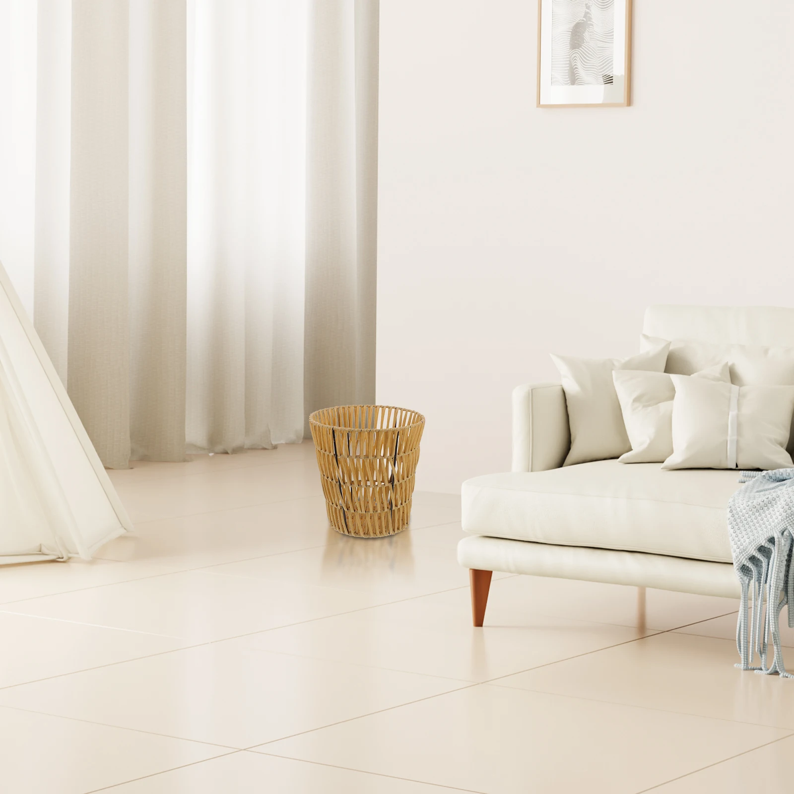 

Clothes Storage Basket Woven Sundry Laundry Container Waste for Home Wastebasket Trash Bedroom