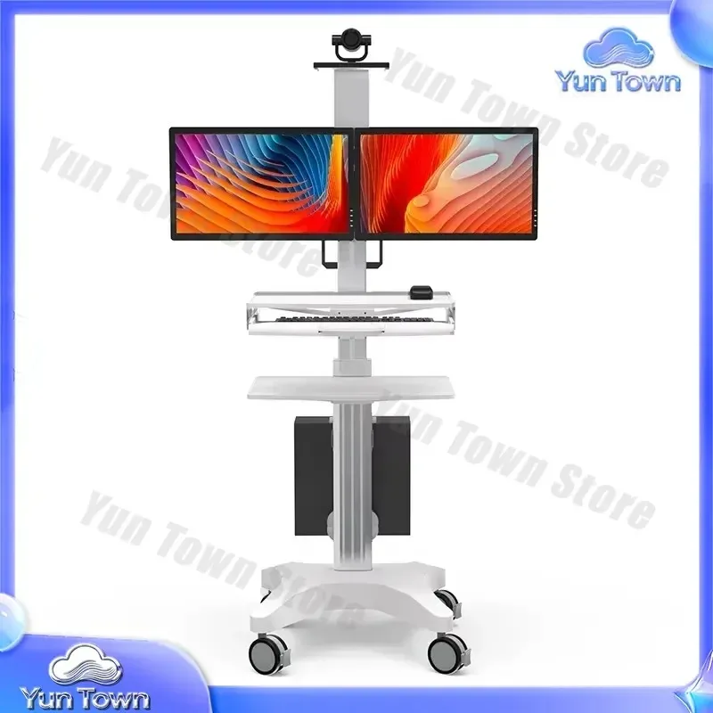 Medical Workstation Cart with Dual Mounts for H2 Factory Outlet Mobile Hospital Trolley for Clinic School Home Office