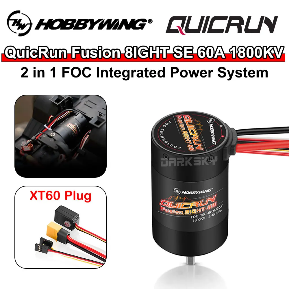 

Hobbywing QuicRun Fusion 8IGHT SE 60A 1800KV Brushless 2in1 FOC Integrated Power System For 1/8 RC Model Car Crawler Accessories