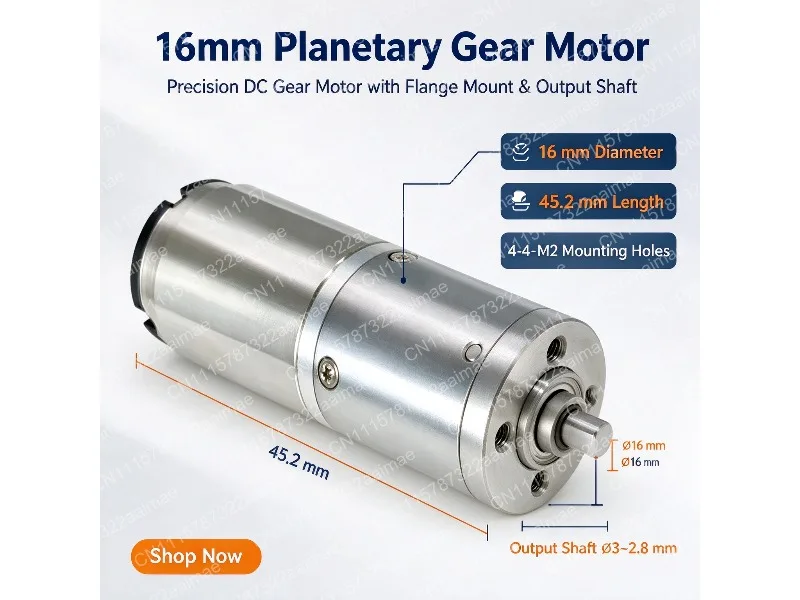 12V Mini Planetary Gear Motor Reversible Adjustable Speed 4 No-Load Options DIY Robot
