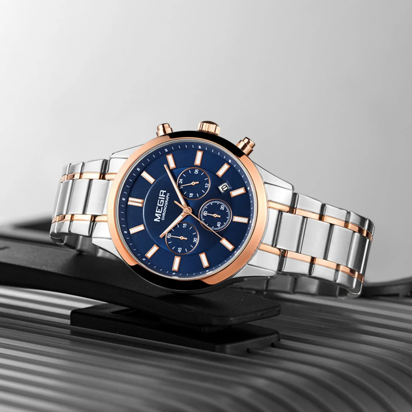 

MEGIR Watches for Men 2021 New Chronograph Quartz Watch Luxury Stainless Steel Wristwatch Man Relogios Masculino Часы Мужские