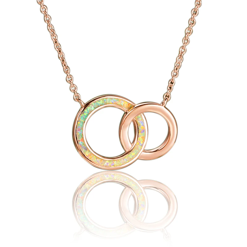 2023 Modern Women Necklace Party Girl Gift Fashion Double Round Geometric Imitation Opal Neckalce for Women Accessories