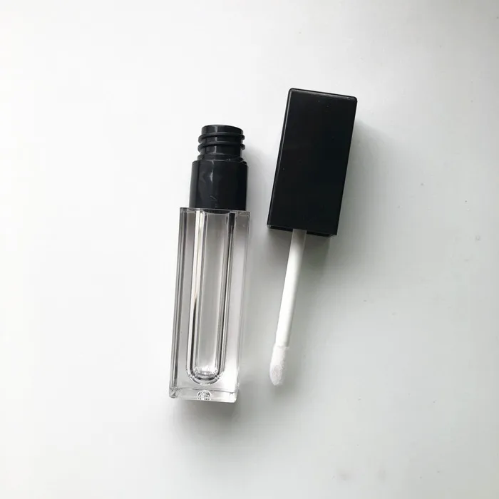 化粧品包装材料,光沢のある黒い四角いリップグロスのボトル,DIY,空のチューブ,5ml, 200個