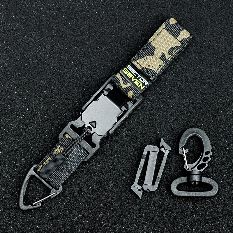 ยุทธวิธีอเนกประสงค์สามเหลี่ยม Quick Detachment BUCKLE เข็มขัดแขวนตะขอเดี่ยว Survival พวงกุญแจ EDC QUICK RELEASE BUCKLE