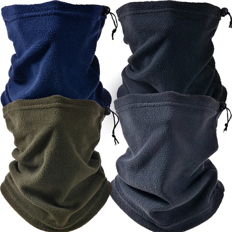 Fleece Scarf Drawstring Fleece Neck Sleeve Scarf Men Bandana Neck Warm Winter Windproof Tube Scarves For Face Snowboard Ski Buff