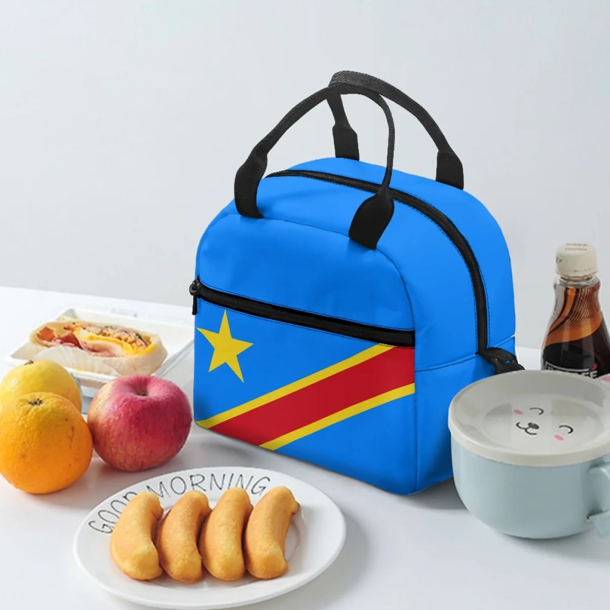 Lunch Pack Congo Country Flag Pattern Girls Boys Lunch Cooler Bag Material Dirt-resistant Sufficient Capacity Handbag Fashion