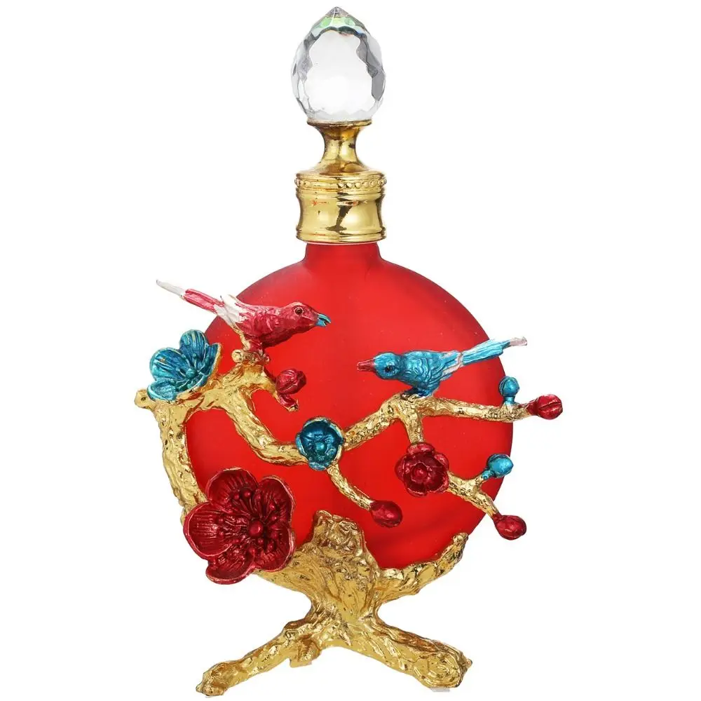 

Glass 30ML Bottle Crystal Cap Empty Bottle Essential Oil Bottle 3D Enamel Birds Exquisite Dispenser Wedding Decoration Gift