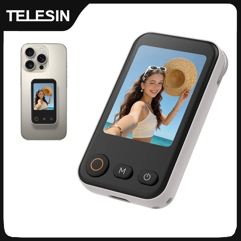

TELESIN Magnetic Selfie ZOOM Control Mini Monitor Screen Vlog Selfie For iPhone Android Iphone Wireless Remote for MagSafe