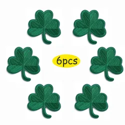 6 szt. Naprasowanki na Shamrock Irish Clover Lucky Dark Green Shamrock haftowane naszywki na kurtki plecaki czapki odzież