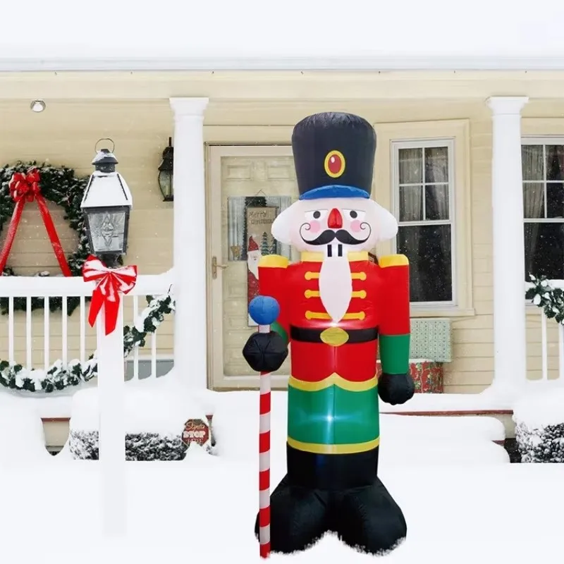 2.4m, 8ft Inflatable Christmas Model, Lde Glow-In-The-Dark, Standing Nutcracker Soldiers, Royal Guards, Festive Atmosphere Props