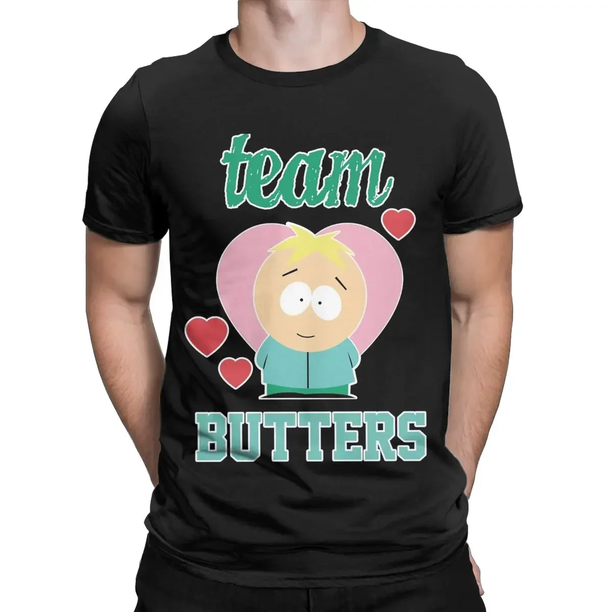 Oversized Short Sleeve Tee Shirt Tops Novelty Southpark Team Butters T-Shirt Men Round Collar Pure Cotton T Shirt Butters Stotch