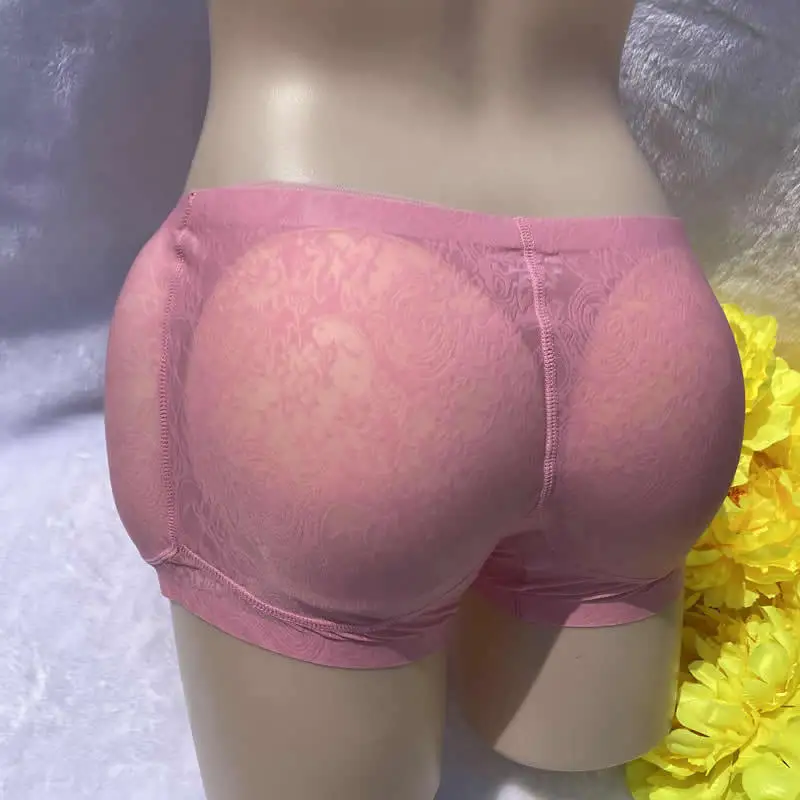 Men's Removable Fake Buttocks Body Shaper Boxer Briefs Butt Lifting Panties Sponge Butt Hip Enhancer Shorts with 4 pcs Pads
