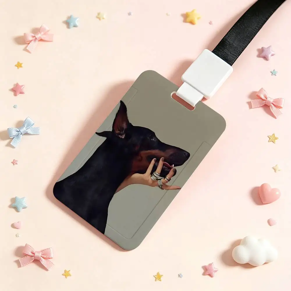 Gun Dog Doberman Pinscher NFC Contactless Sliding Card Sleeve For Student Cards, Bus Cards, ID Cards, And Work Permits