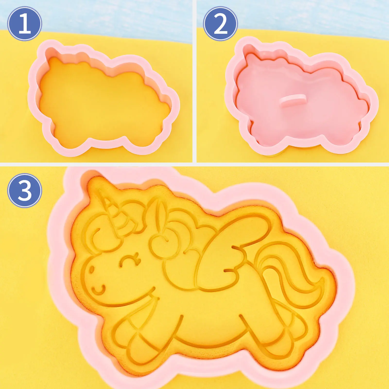 8 قطع من قواطع كوكي الحيوانات ثلاثية الأبعاد منقوشة على شكل وحيد القرن للخبز أدوات الخبز ذاتية الصنع (8-يونيكورن ب)