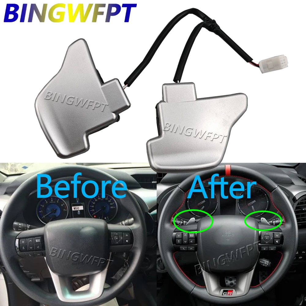 

For Toyota New Car Sliver Steering wheel shift paddle For Hilux 2016 2017 2018 2019 2020 2021 2022 2023
